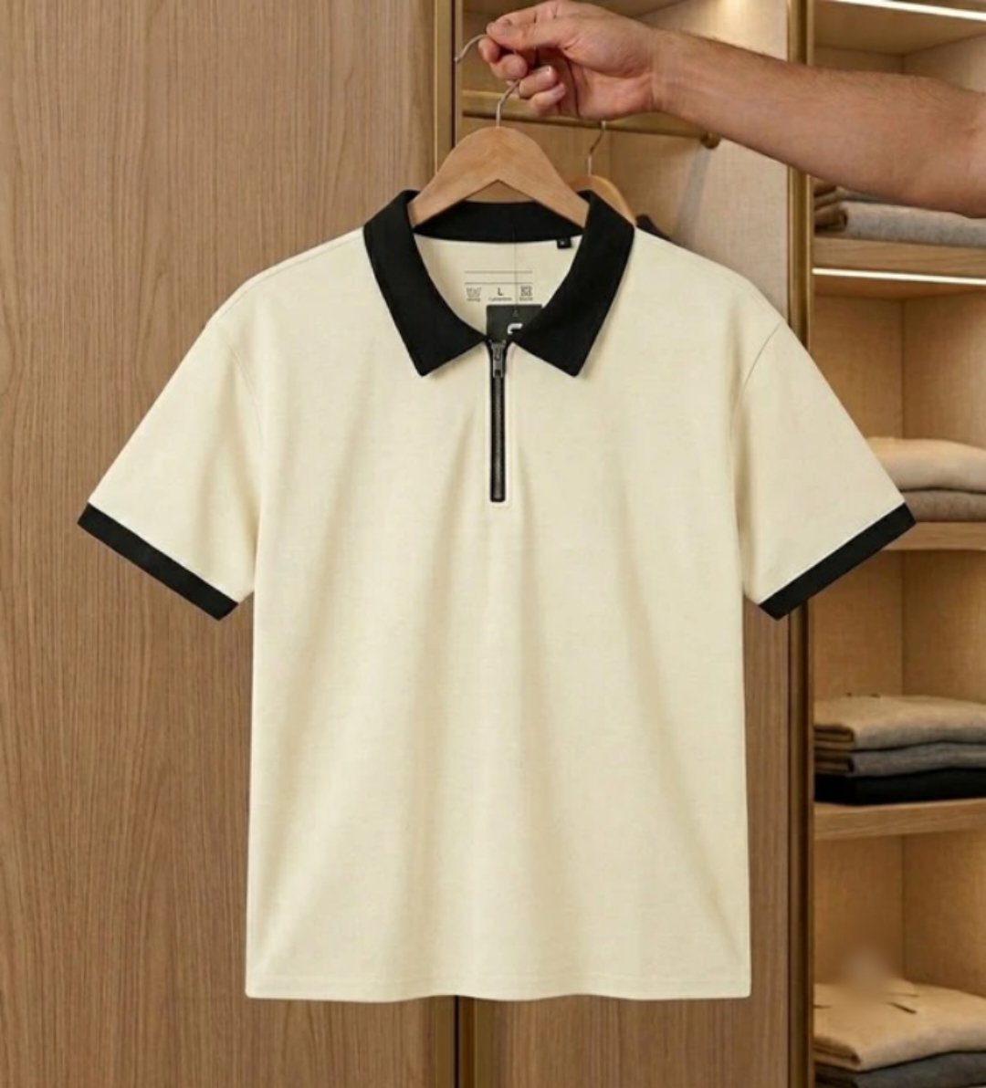 Men's Premium Half-Zip Polo Shirt with Contrast Details – Available in Multiple Colors