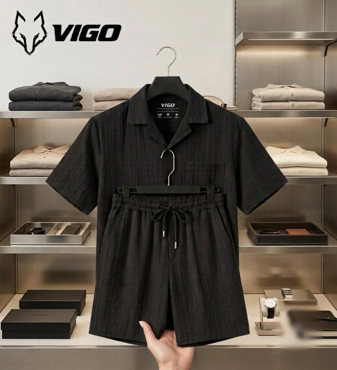 Men's Striped Jersey Summer Set – Short Sleeve Shirt & Shorts
