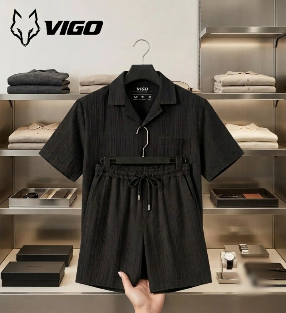 Men's Striped Jersey Summer Set – Short Sleeve Shirt & Shorts